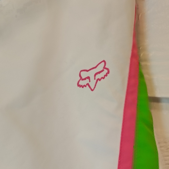 Y2K FOX racing Women’s Board Shorts Sz 3 White/Green/Pink Drawstring Vintage - Picture 2 of 9